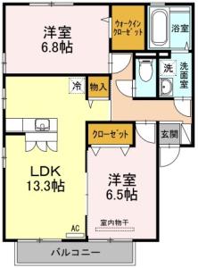 セジュール マホロ B棟 201【間取図】 999999 (B203.jpg)