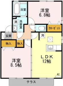 メゾン・ラフィーネ A棟 101【間取図】 999999 (101.jpg)