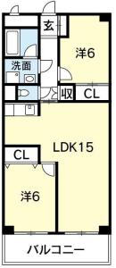 シティコーポ沖浜 102【間取図】 999999 (シティコーポ沖浜　B－３type（反転）画像.JPG)