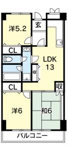 エスポアール石橋 506【間取図】 999999 (エスポワール石橋 A'type.jpg)