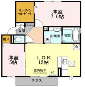 ラ・ソラーレ Ⅱ棟 101【間取図】 020101 (ラ・ソラーレⅡ棟　101　間取り.jpg)