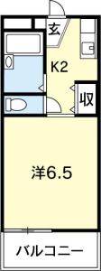 ハイツフローラ 102【間取図】  (ハイツフローラ（セパレートタイプ）間取り 洋6.5+K2.jpg)